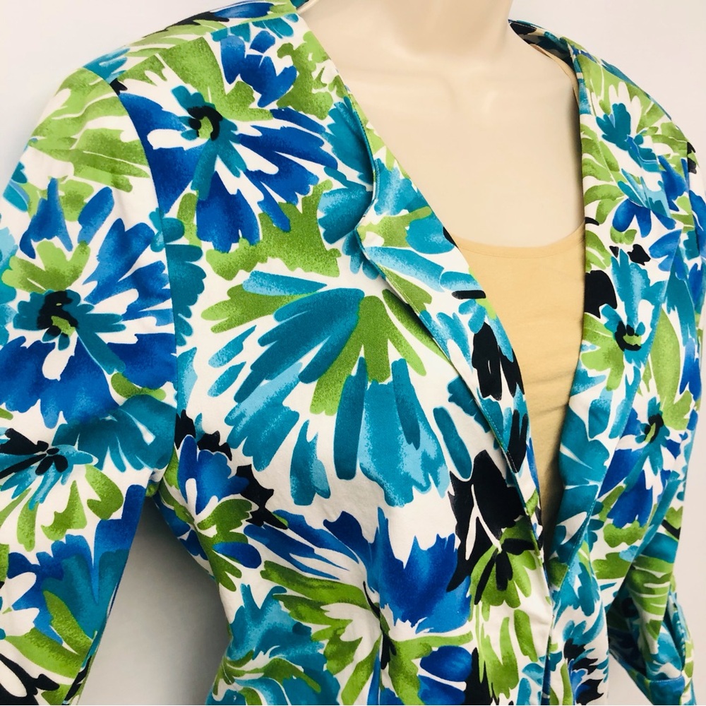 Chaus Blue Green White Floral Jacket - Picture 3 of 16